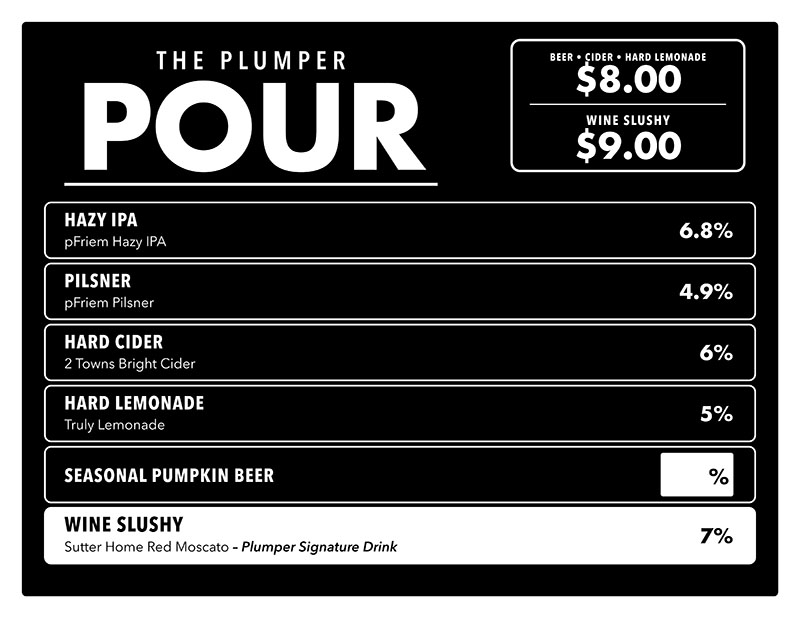 Plumper Pour Cider, Beer, & Slushies
